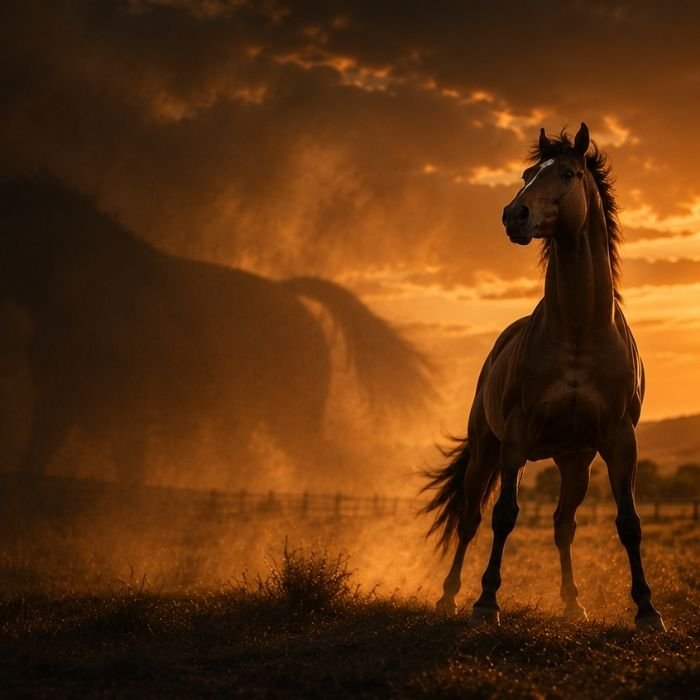 Cavalo de corpo inteiro mostrando a postura