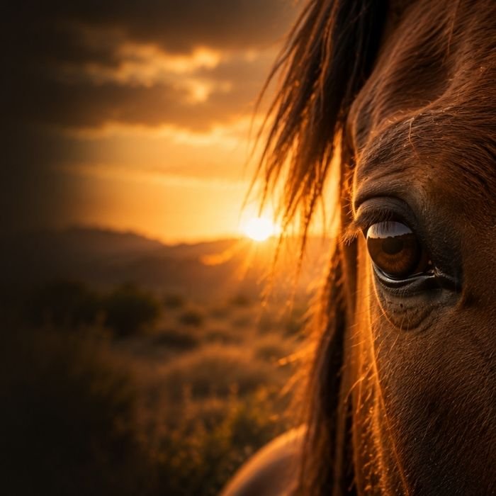 Olho do cavalo em close